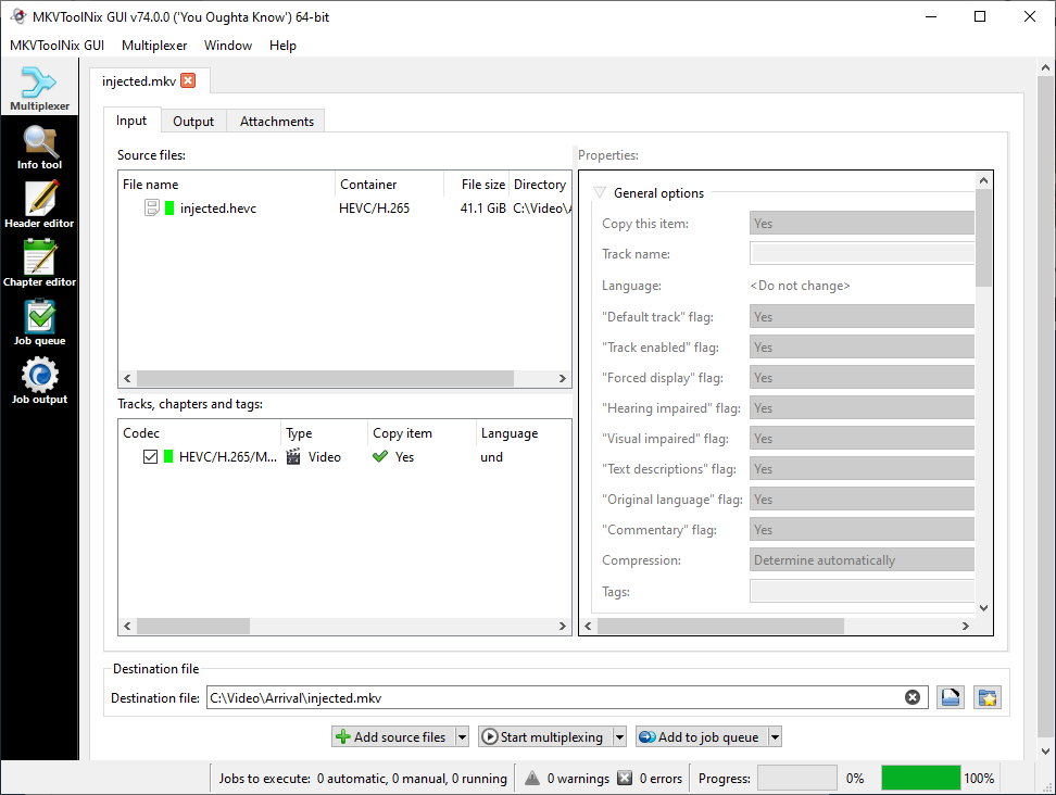 Muxing with MKVToolNix